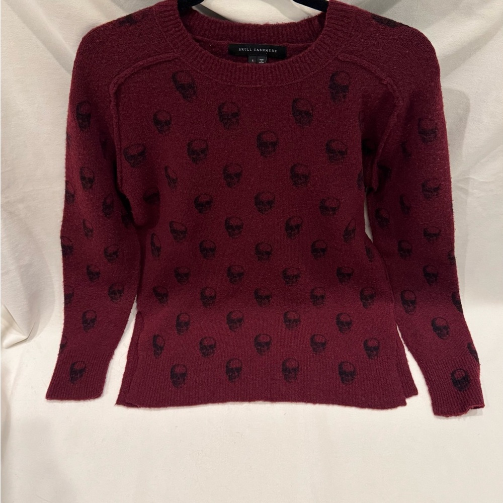 Skull Cashmere Wool Blend Skull Print Sweater